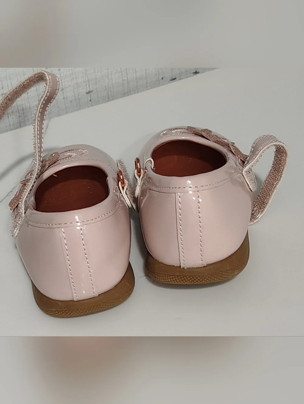 Rachel Ballet Pink Patent Mary Jane Dress Shoes w Floral Beading Toddler Sz 7